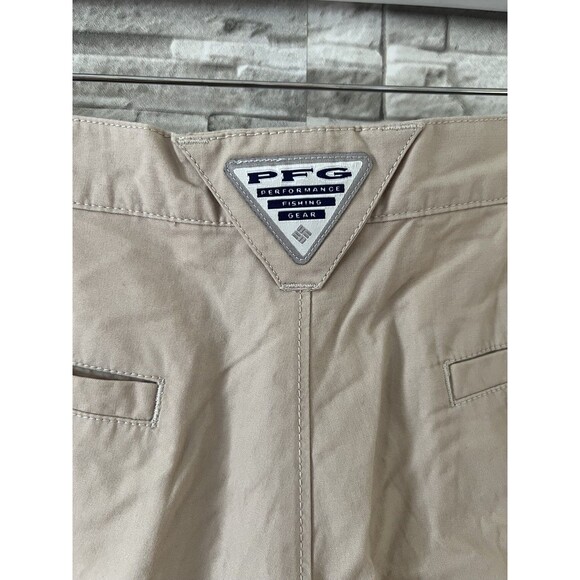 Columbia PFG Mens Bonehead Cotton Beige Flat Front Fishing Performance Shorts - Picture 5 of 10